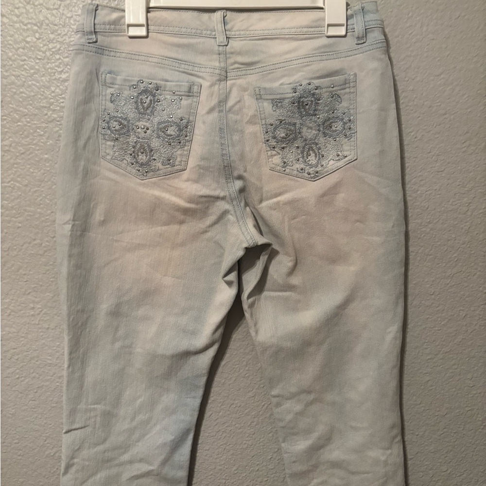 Nine West Light Blue Capri Jeans with Embellished Pockets
